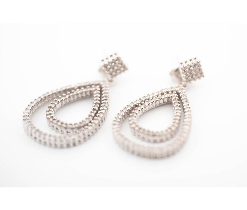 14K White Gold 2.00Ct Diamond  Loop Earrings