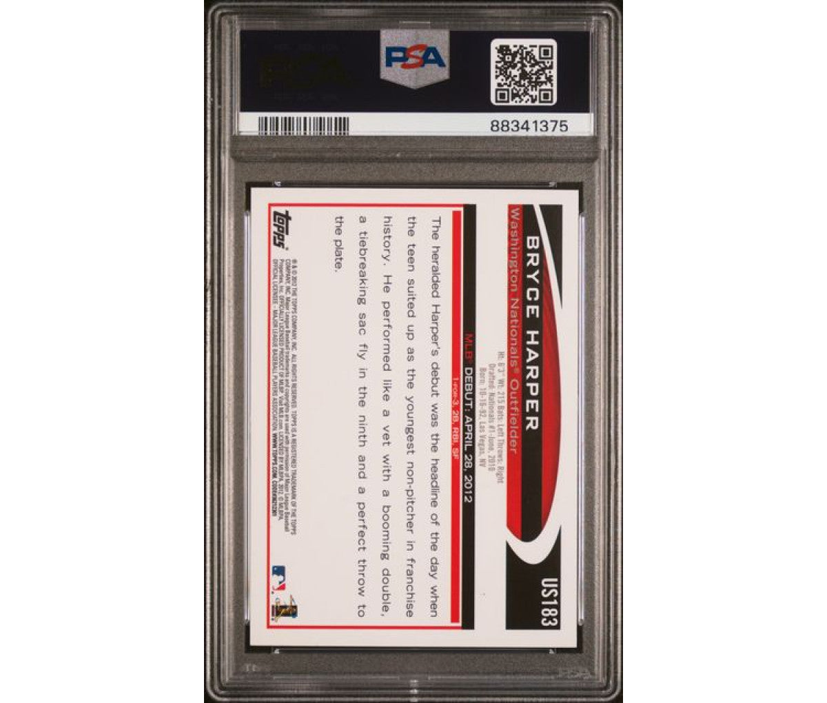 2012 Topps Update Bryce Harper Gold Sparkle Rookie PSA 10