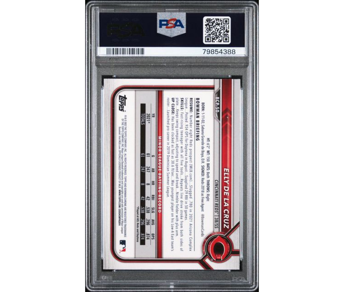 2022 Bowman Mega Box Chrome Elly De La Cruz PSA 10