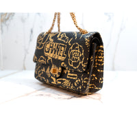 Chanel Black Embossed Graffiti Reissue 2.55 Shoulder Bag