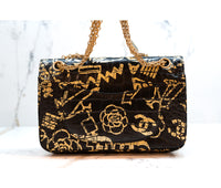 Chanel Black Embossed Graffiti Reissue 2.55 Shoulder Bag