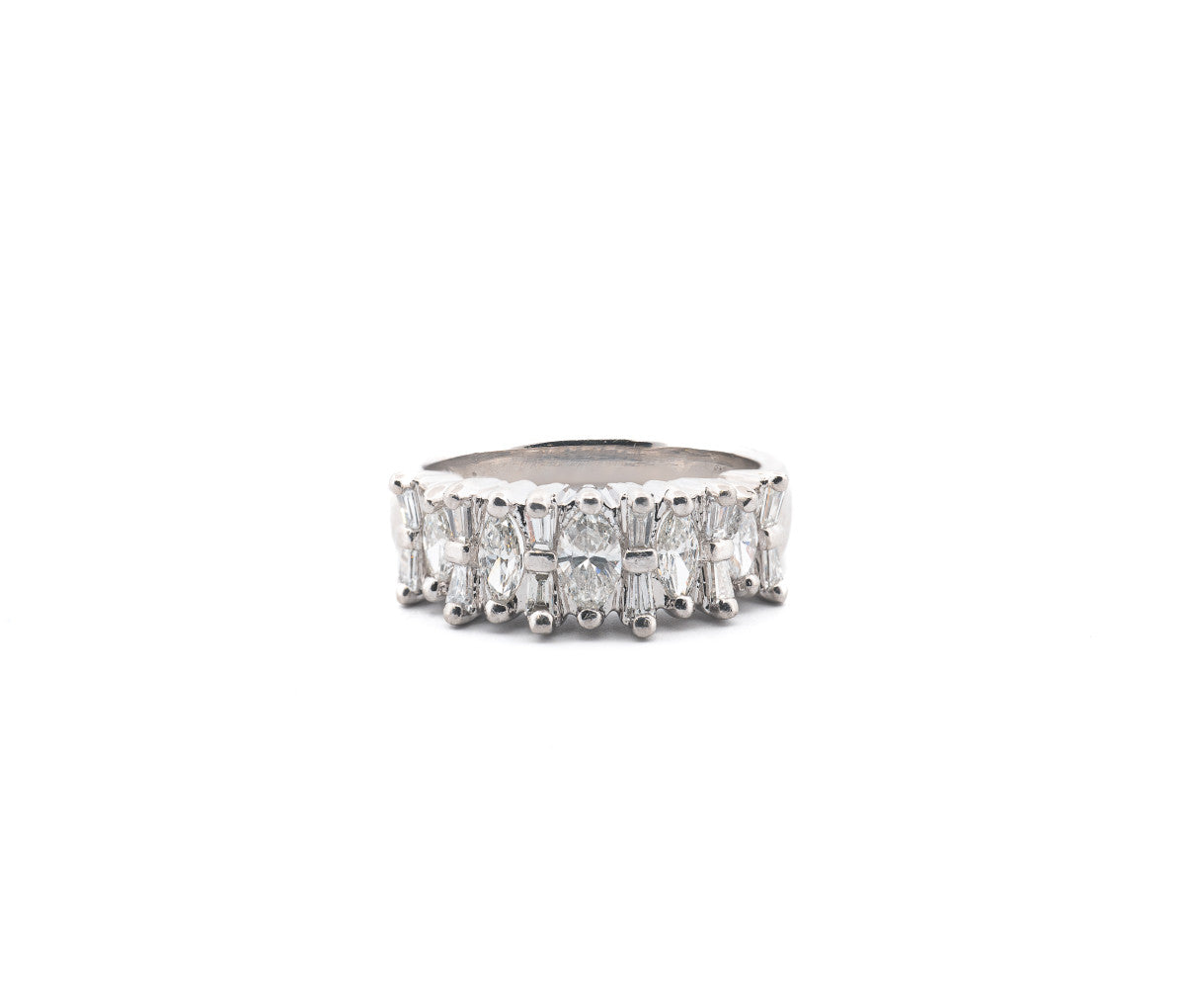 Platinum Marquis and Round Diamond Band