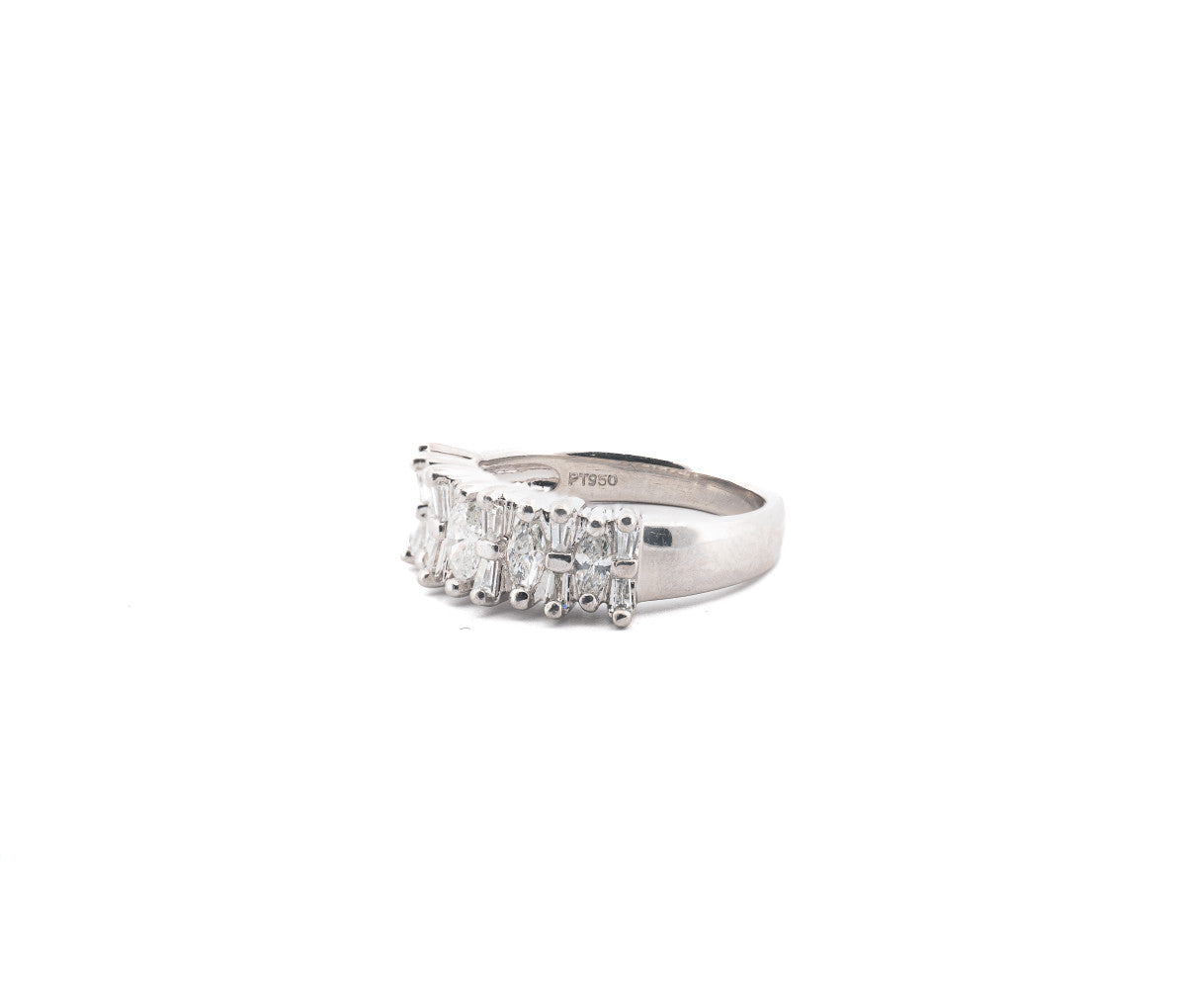 Platinum Marquis and Round Diamond Band