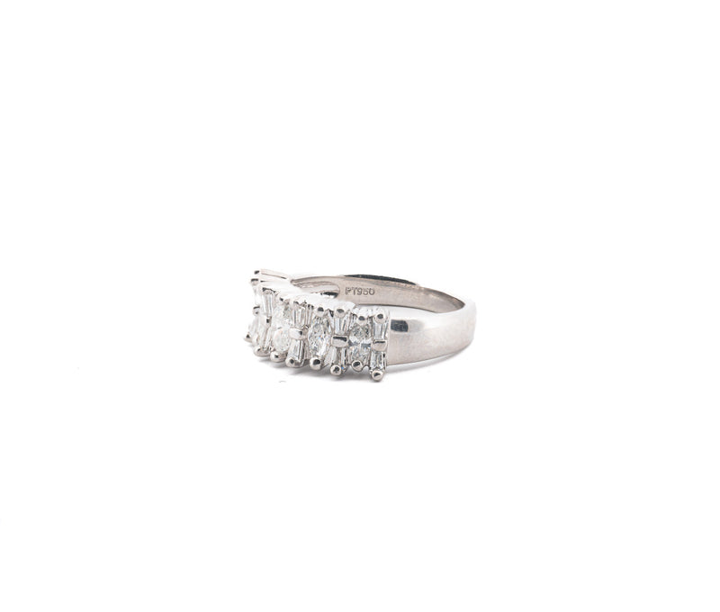 Platinum Marquis and Round Diamond Band