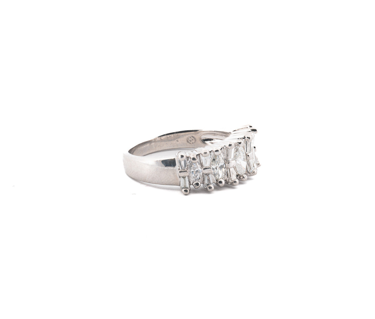 Platinum Marquis and Round Diamond Band