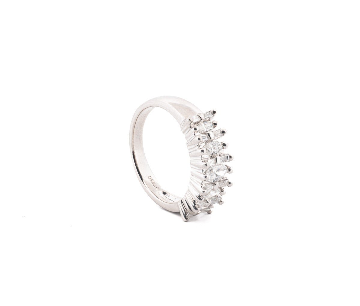 Platinum Marquis and Round Diamond Band