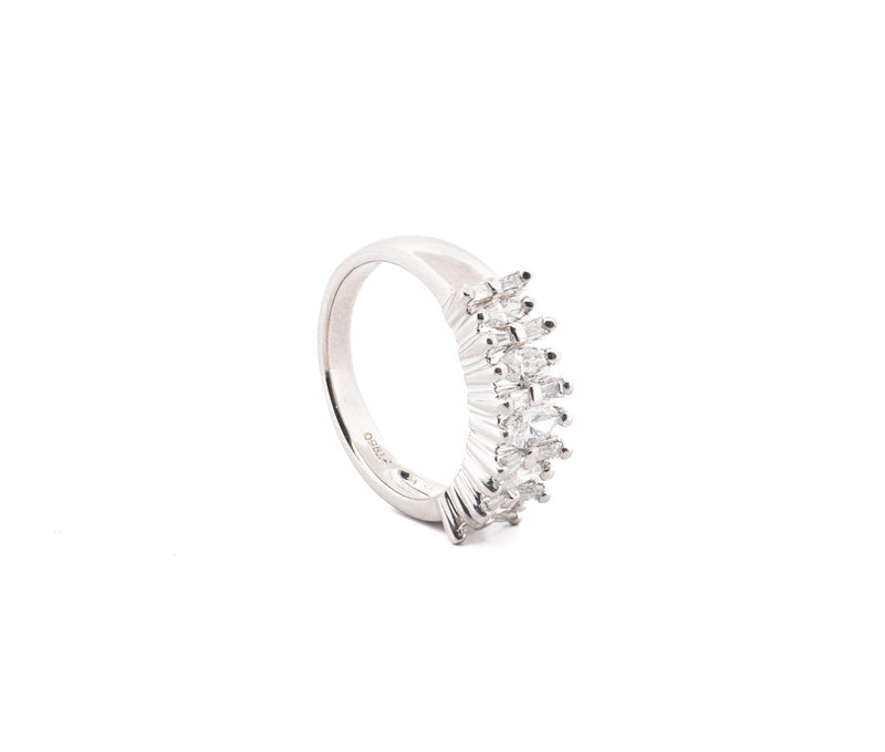 Platinum Marquis and Round Diamond Band