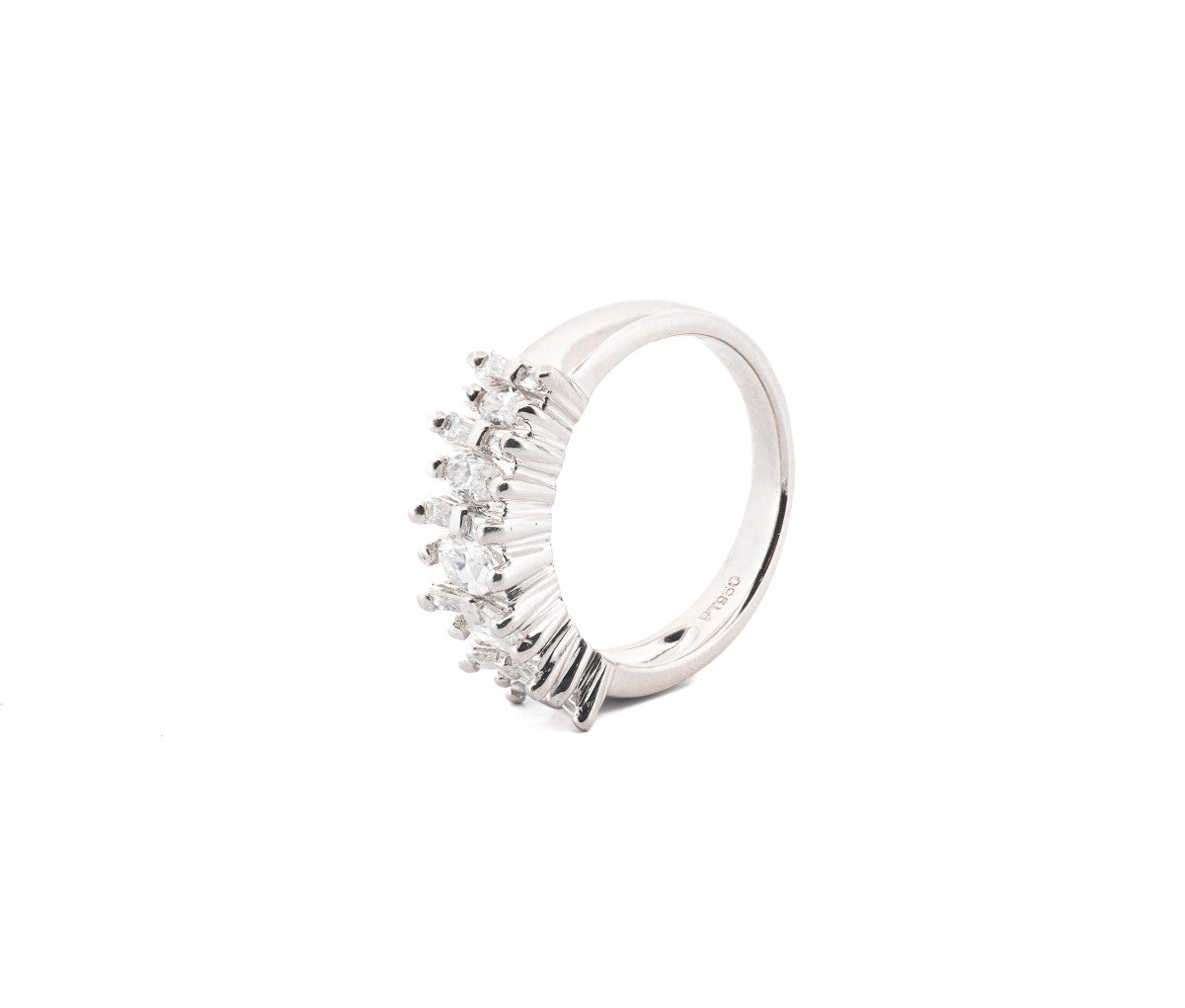 Platinum Marquis and Round Diamond Band