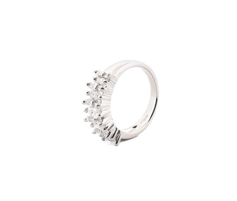 Platinum Marquis and Round Diamond Band