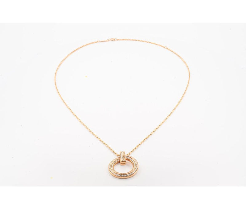 18k Rose Gold Tiffany and Co T1 Circle Pendant with Pavé Diamonds