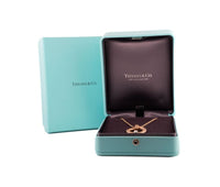 18k Rose Gold Tiffany and Co T1 Circle Pendant with Pavé Diamonds