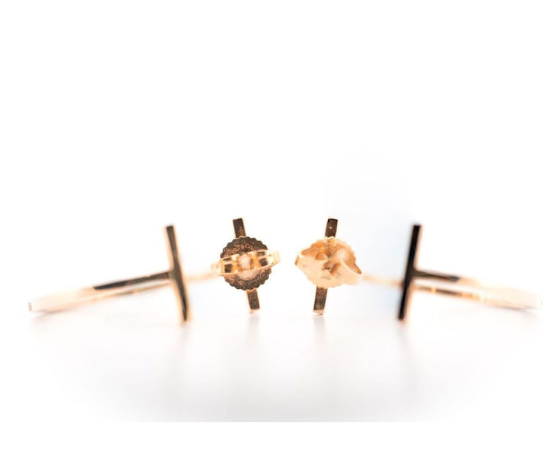 18k Rose Gold Tiffany and Co T Diamond Hoop Earrings