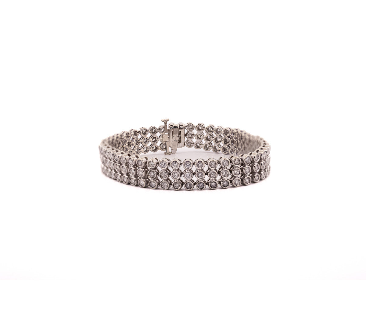 14K White Gold 4.20Ct 3 Row Diamond Bracelet