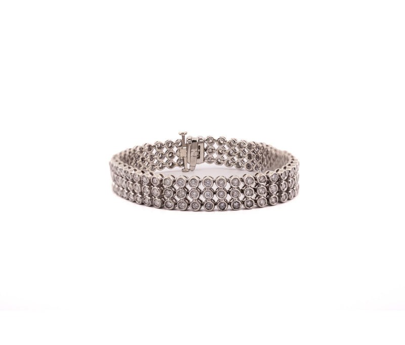 14K White Gold 4.20Ct 3 Row Diamond Bracelet