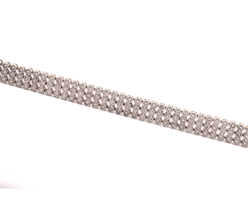 14K White Gold 4.20Ct 3 Row Diamond Bracelet