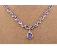 Women's 14K Michael Christoff 6.80ct Diamond & Tanzanite Dangle Necklace 476