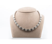 18kt White Gold Black & White Pave Diamond Necklace