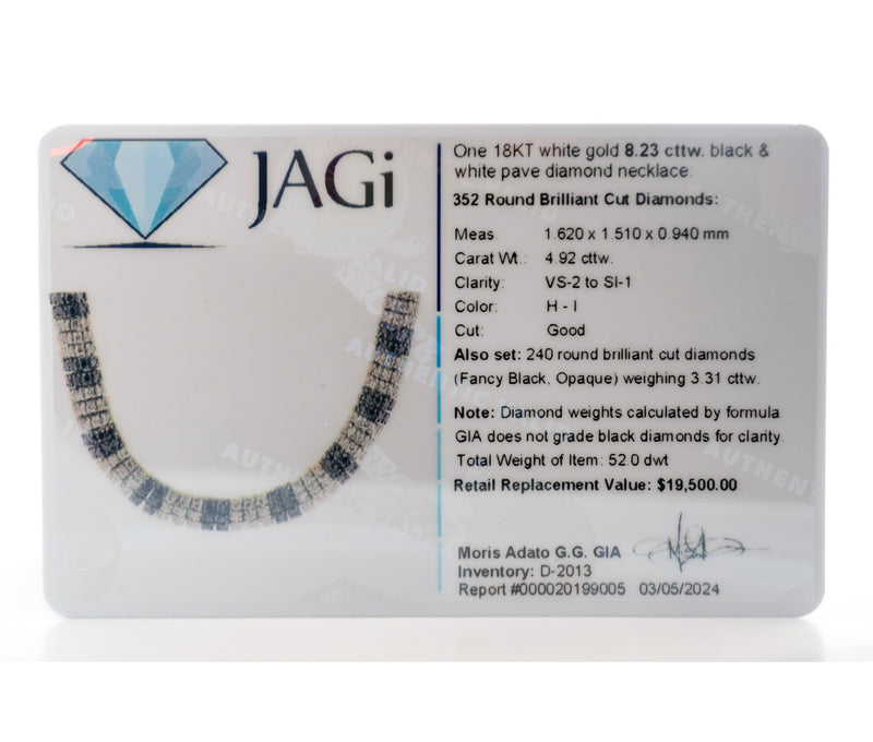 18kt White Gold Black & White Pave Diamond Necklace