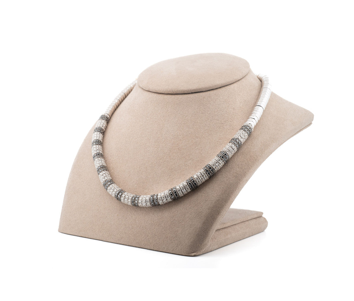 18kt White Gold Black & White Pave Diamond Necklace