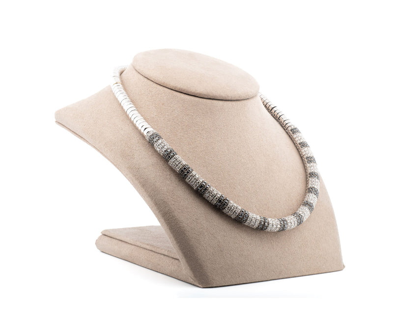 18kt White Gold Black & White Pave Diamond Necklace