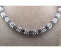 18kt White Gold Black & White Pave Diamond Necklace