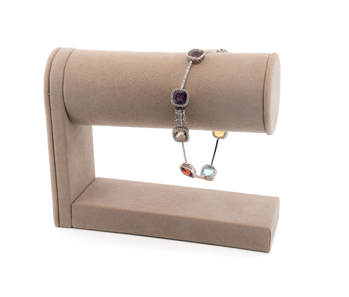 14kt White Gold Authentic Meira T Rainbow Multistone Halo Station Link Bracelet