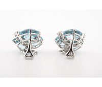 18kt White Gold Donna Vock Clip-On Aquamarine & Diamond Cluster Earrings