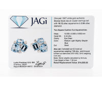 18kt White Gold Donna Vock Clip-On Aquamarine & Diamond Cluster Earrings
