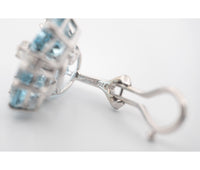 18kt White Gold Donna Vock Clip-On Aquamarine & Diamond Cluster Earrings