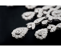 14k White Gold 3.36 Round Brilliant Cut Diamond Chandelier Earrings