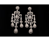 14k White Gold 3.36 Round Brilliant Cut Diamond Chandelier Earrings