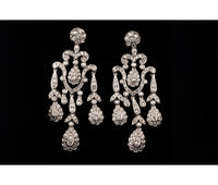 14k White Gold 3.36 Round Brilliant Cut Diamond Chandelier Earrings