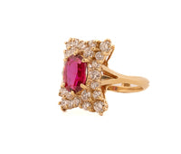 18K Yellow Gold Ruby & .80ct Diamond Ring