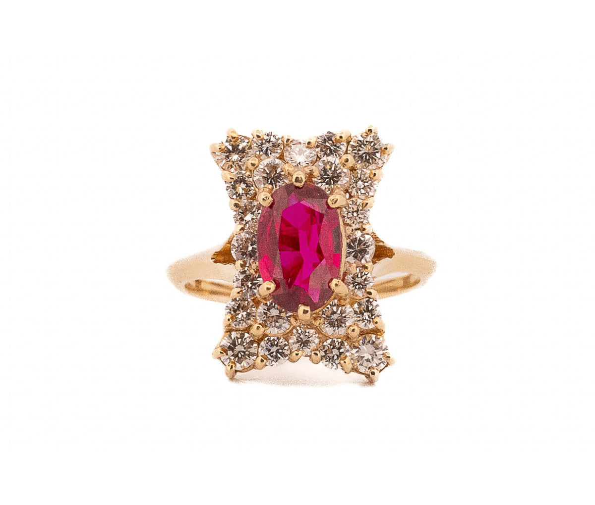 18K Yellow Gold Ruby & .80ct Diamond Ring