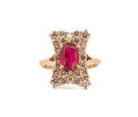 18K Yellow Gold Ruby & .80ct Diamond Ring