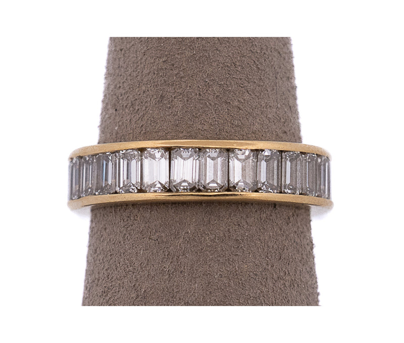 18K Yellow Gold 3.0 CTTW Emerald Natural Diamond Eternity Band