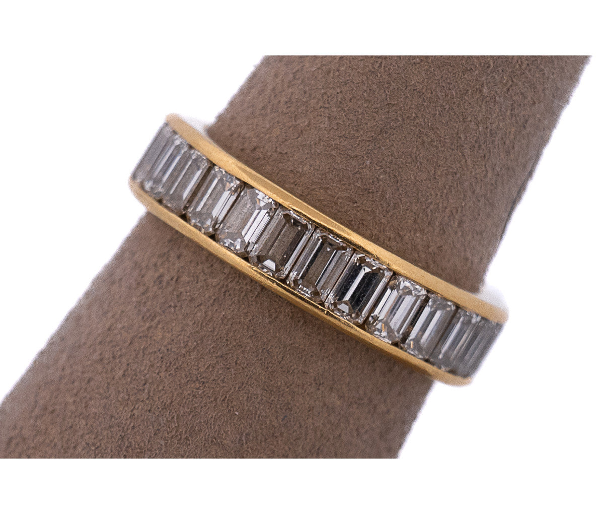 18K Yellow Gold 3.0 CTTW Emerald Natural Diamond Eternity Band
