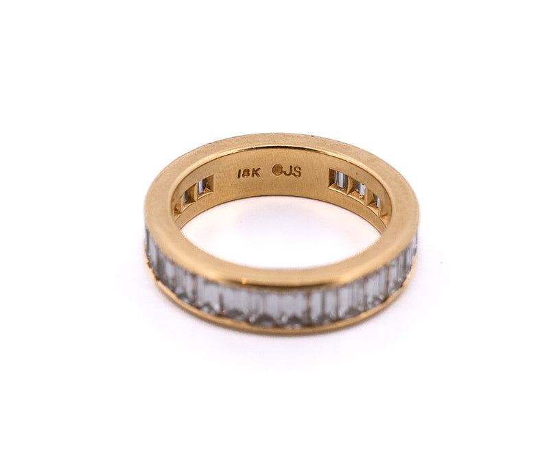18K Yellow Gold 3.0 CTTW Emerald Natural Diamond Eternity Band