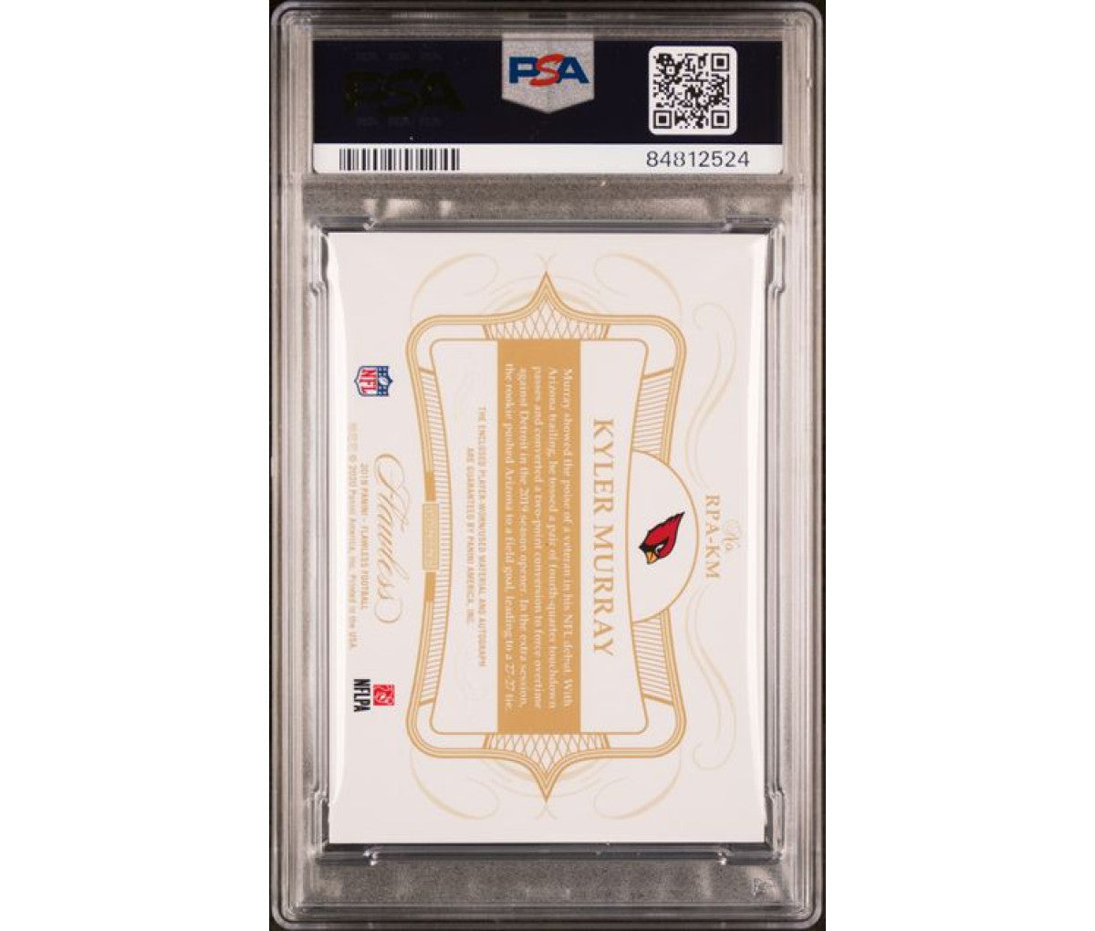 2019 Panini Flawless Kyler Murray RPA /6 PSA 9