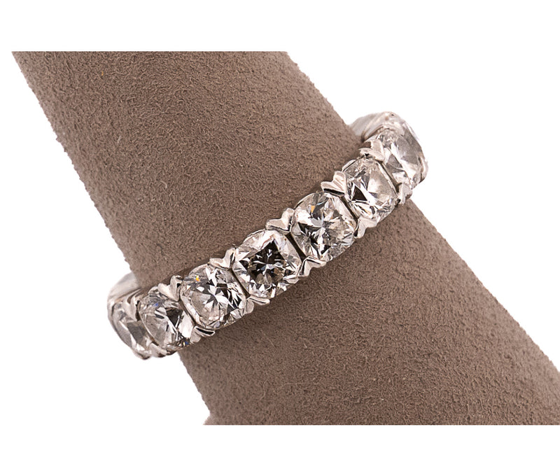 14K White Gold 5.92 CTW Cushion Cut Diamond Eternity Band