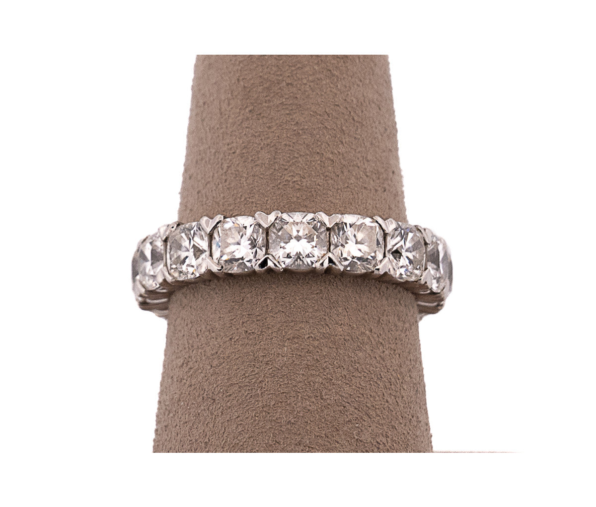 14K White Gold 5.92 CTW Cushion Cut Diamond Eternity Band