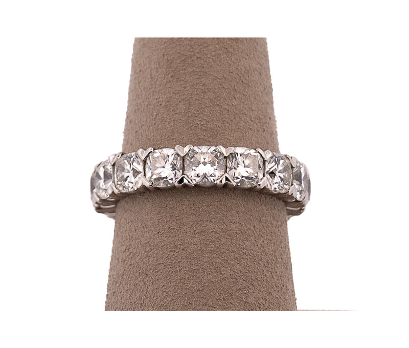 14K White Gold 5.92 CTW Cushion Cut Diamond Eternity Band