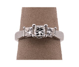 14K White Gold Three Stone 1.4 CTW Princess Cut Diamond Ring