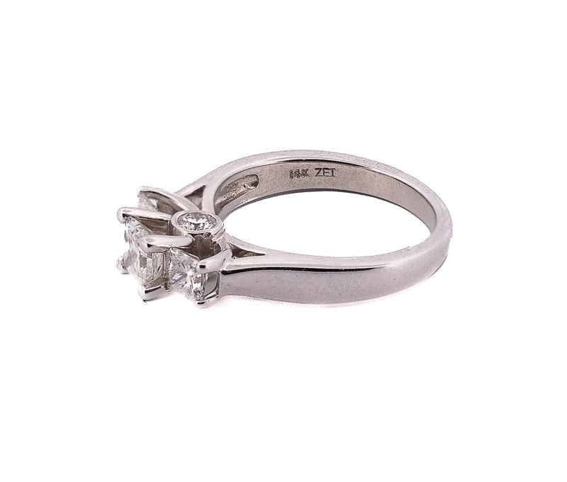 14K White Gold 1.45Ct Square Modified Brilliant Diamond Ring