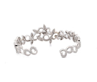 18kt White Gold Omate Filigree Style Diamond Cuff Bracelet