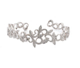 18kt White Gold Omate Filigree Style Diamond Cuff Bracelet