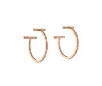 18k Rose Gold Tiffany and Co T Diamond Hoop Earrings