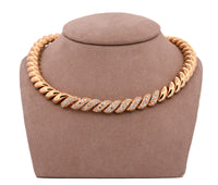 18k Yellow Gold 4.73 Ct Diamond San Marco Link Collar Necklace