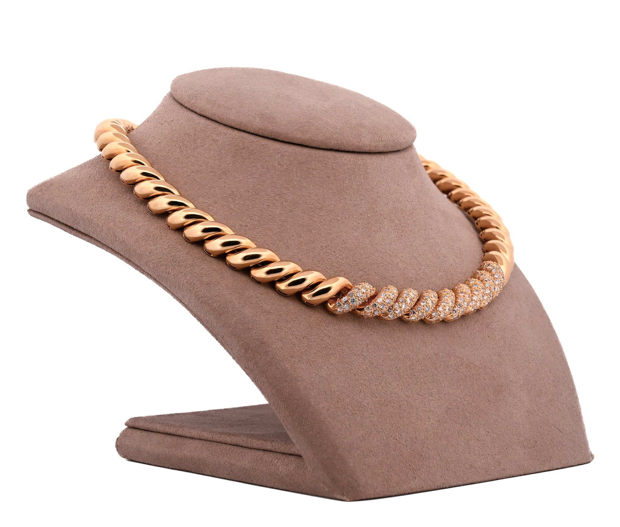 18k Yellow Gold 4.73 Ct Diamond San Marco Link Collar Necklace