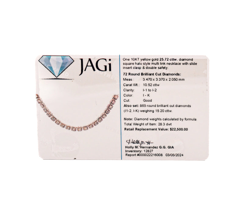 10k 25.72ct Diamond Necklace Weighing 28.4dwt